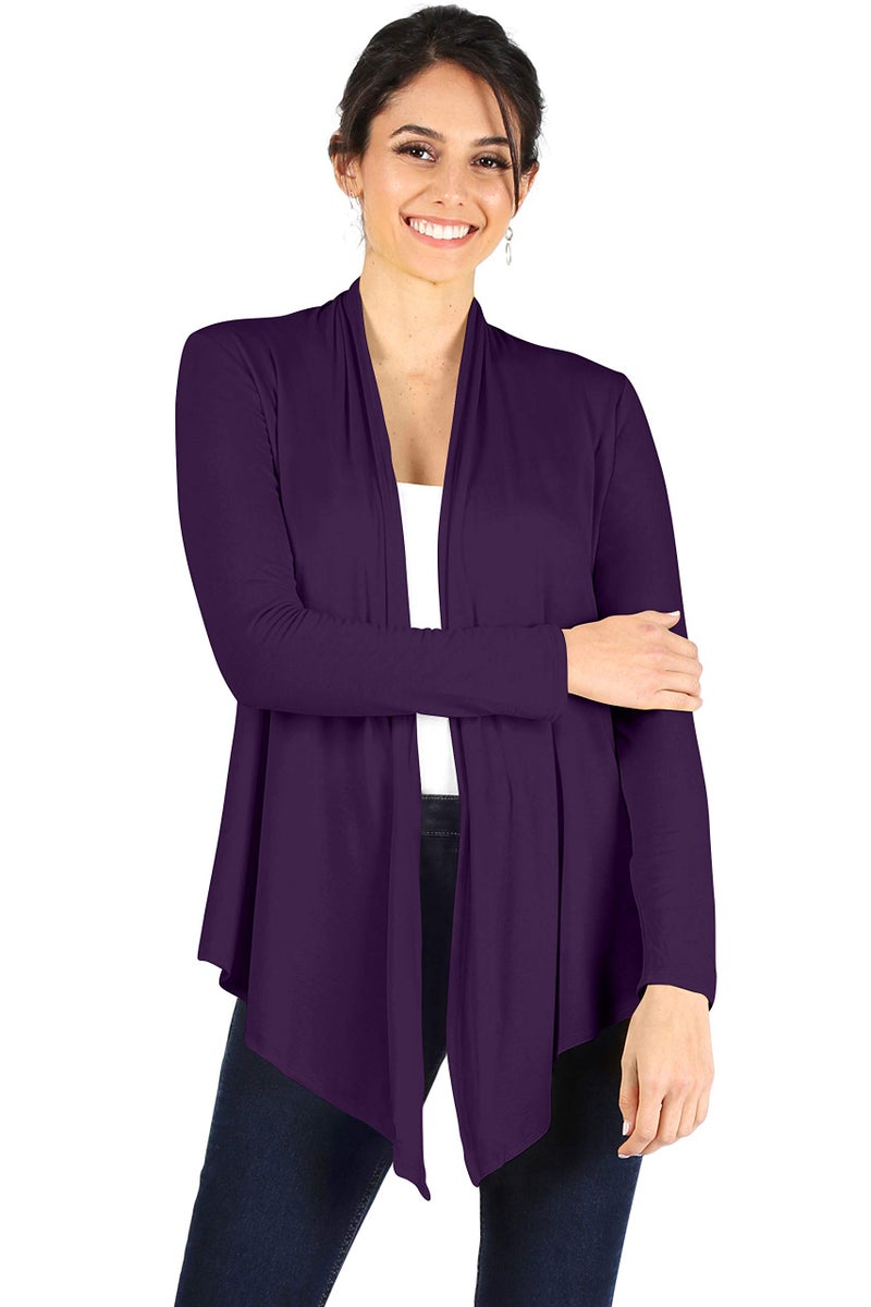 Simlu Womens Open Drape Cardigan Reg and Plus Size Cardigan Sweater Long Sleeves - USA Plum X-Large - Image 1